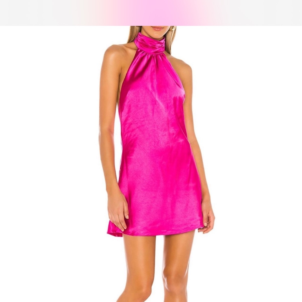 Vibrant Pink Halter Mini Dress- lovers & friends never been worn